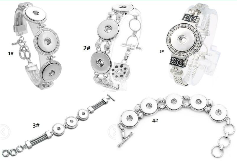 

DIY Snap Button Jewelry Antique Silver Metal Charm Bracelet fit 3pcs Noosa Chunk Snap for Women Mix