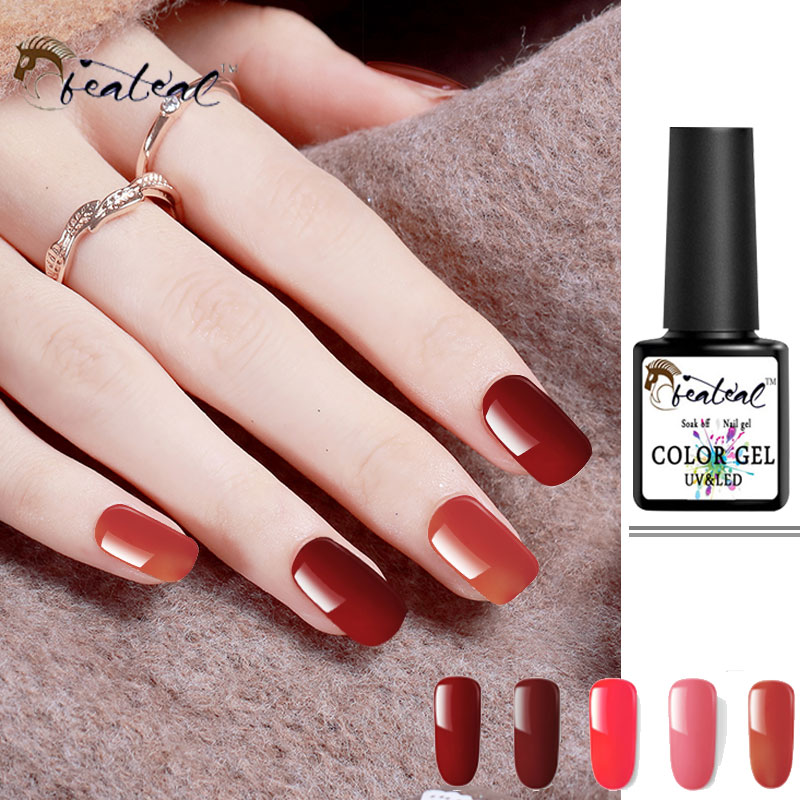 

New Free Shipping Cherry series Nail Art Design Manicure 5Color 8Ml Soak Off Enamel Gel Polish LED UV Gel Nail Polish Lacquer, B001