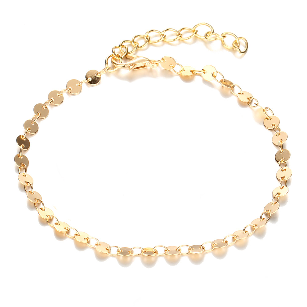

Hot selling fashion accessories anklets foot chain simple retro style alloy circular chain bracelet women jewelry lots wholesale