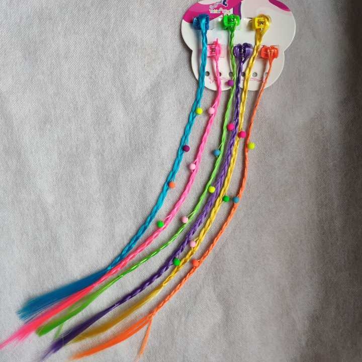 

Girls' pin in braided hair pieces colorful hairpieces party hair accessories