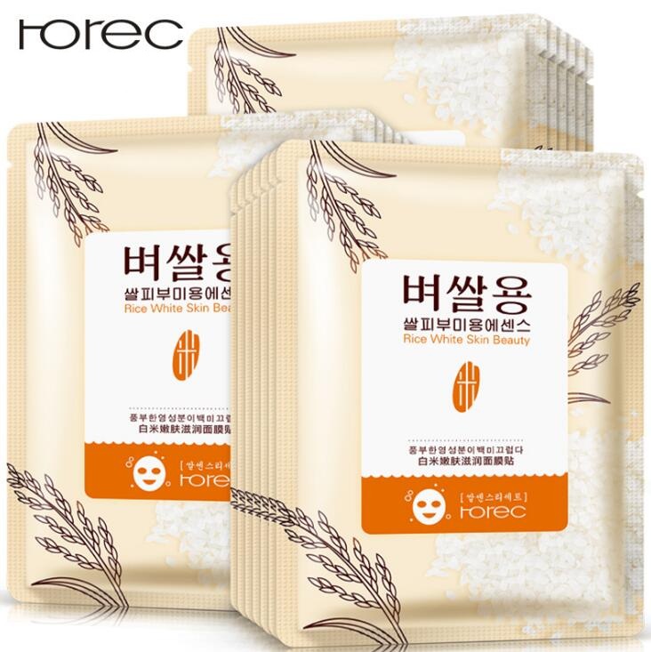 Horec Rice Skin Beauty Essence Maschera per il viso Nutriente Idratante Maschera per il controllo del livello dell'olio Illuminare la maschera Cura della pelle
