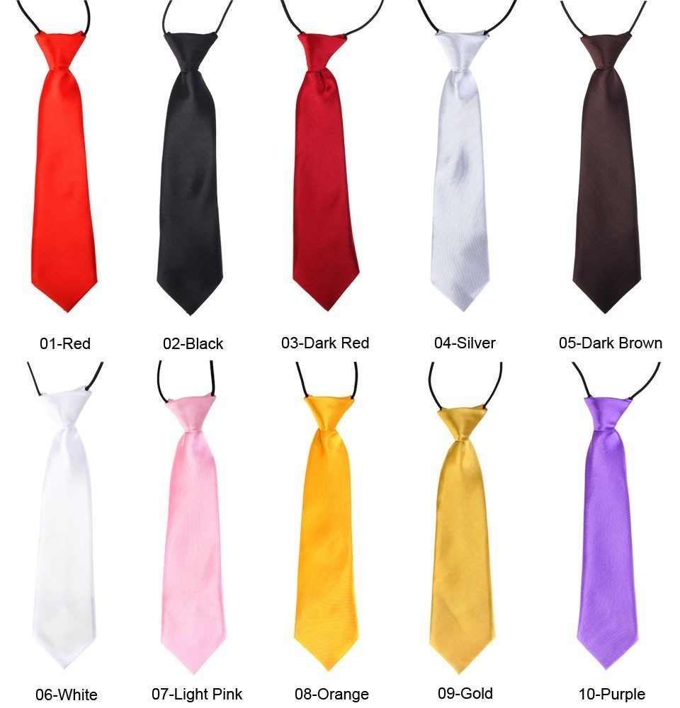 

100Pc Baby Boy School Wedding Elastic Neckties neck Ties-Solid Plain colors 30 Child School Tie boy