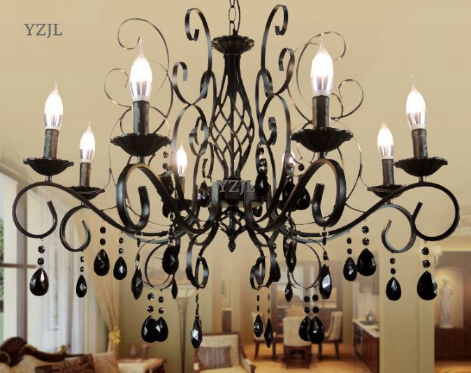 

Chandelier crystal lighting chandelier American Iron art retro living room creative bedroom black white lighting chandelier