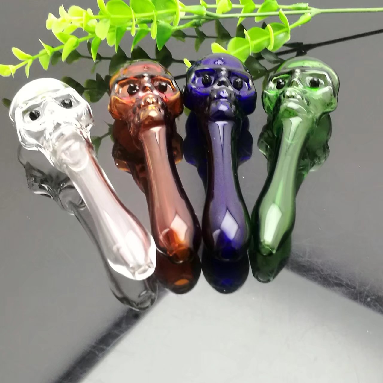 

Colored skull glass straight pipe Pipes Smoking Glass Bongs Glass Bubblers For Smoking Pipe Mix Colors