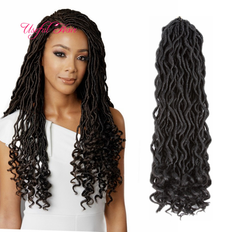 

GODDESS Synthetic braiding hair goddess locs Faux Locs Curly Crochet Hair 18 inch Crochet Braids Synthetic Hair Extensions For Black Women