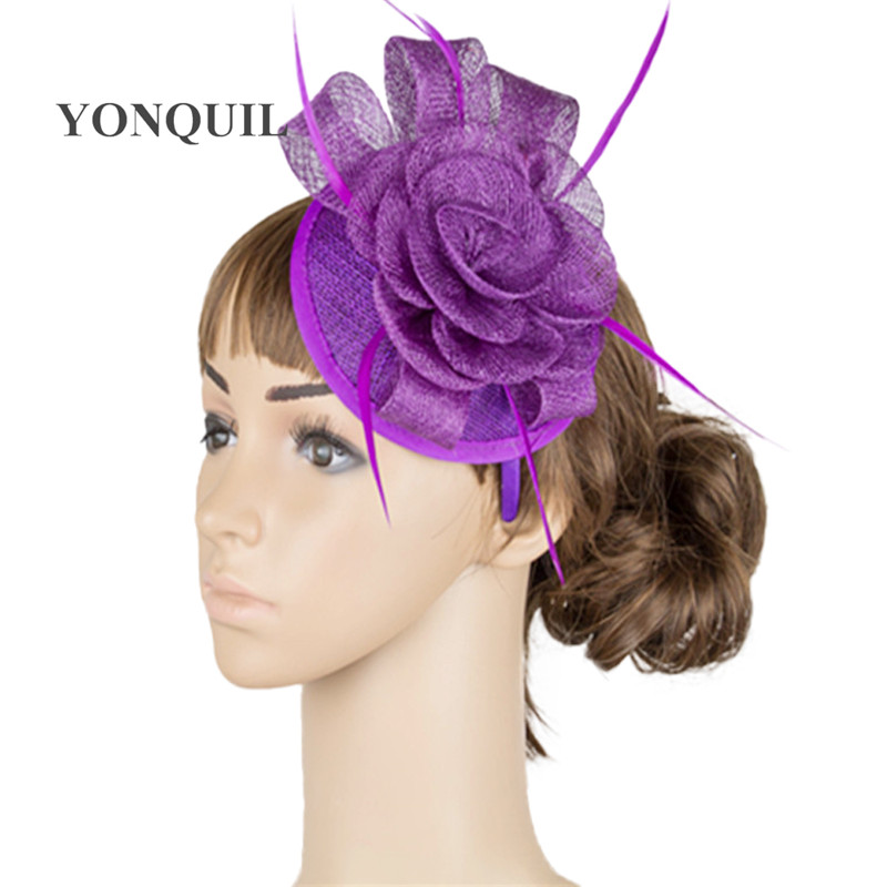 

17colors elegant sinamay fascinator material fascinator feather headpiece cocktail millinery race hat suit for all season MYQ029