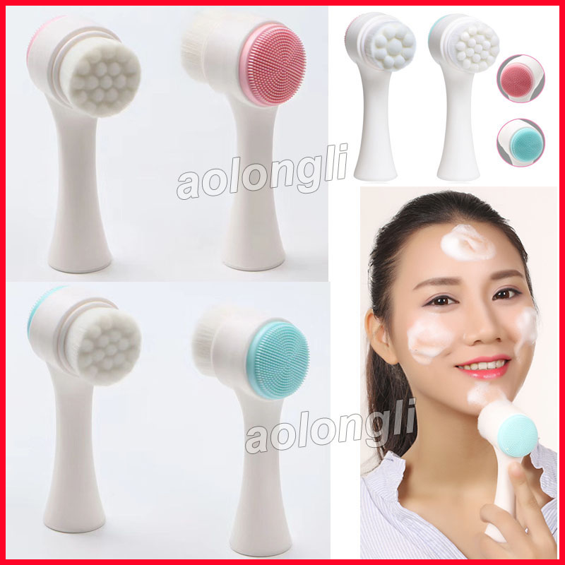 

Two-sided Silicone wash face brush Facial Pore Cleanser Body Cleaning Skin Massager beauty SPA Facial Care Cleansing makeup Brush