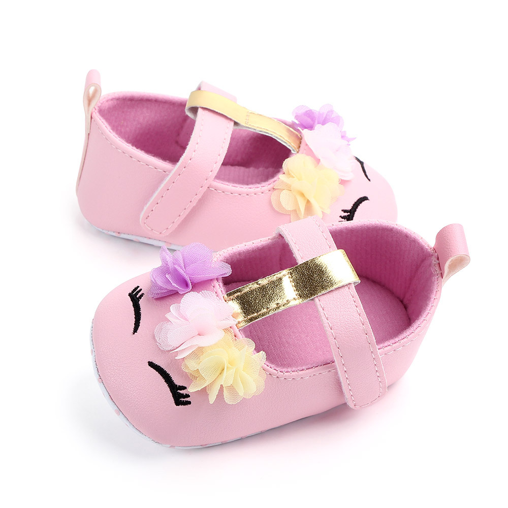 

Toddler Baby Girls Flower Unicorn Shoes PU Leather Shoes Soft Sole Crib Shoes Spring Autumn First walkers 0-18M
