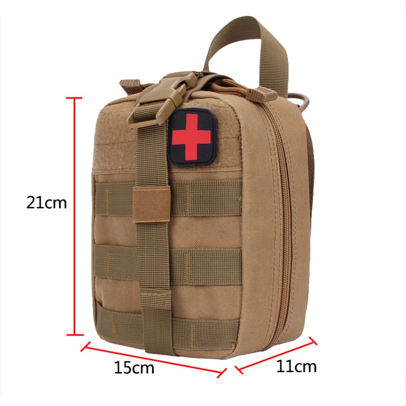 

Portable Outdoor Hunting Molle Medical Cover Emergency Survival Package Utility Tactical Medical First Aid Kit Patch Bags, Khaki
