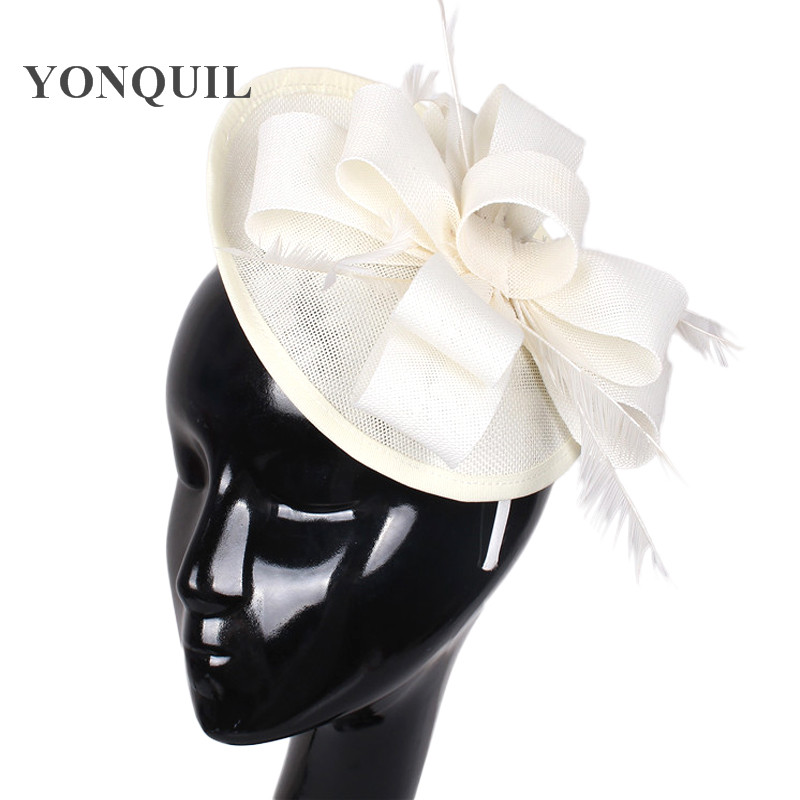 

New Women wedding elegant Fascinator Imitation Sinamay Hat Girl Party headpiece Church Fascinator Base Feather DIY Hair accessories craft