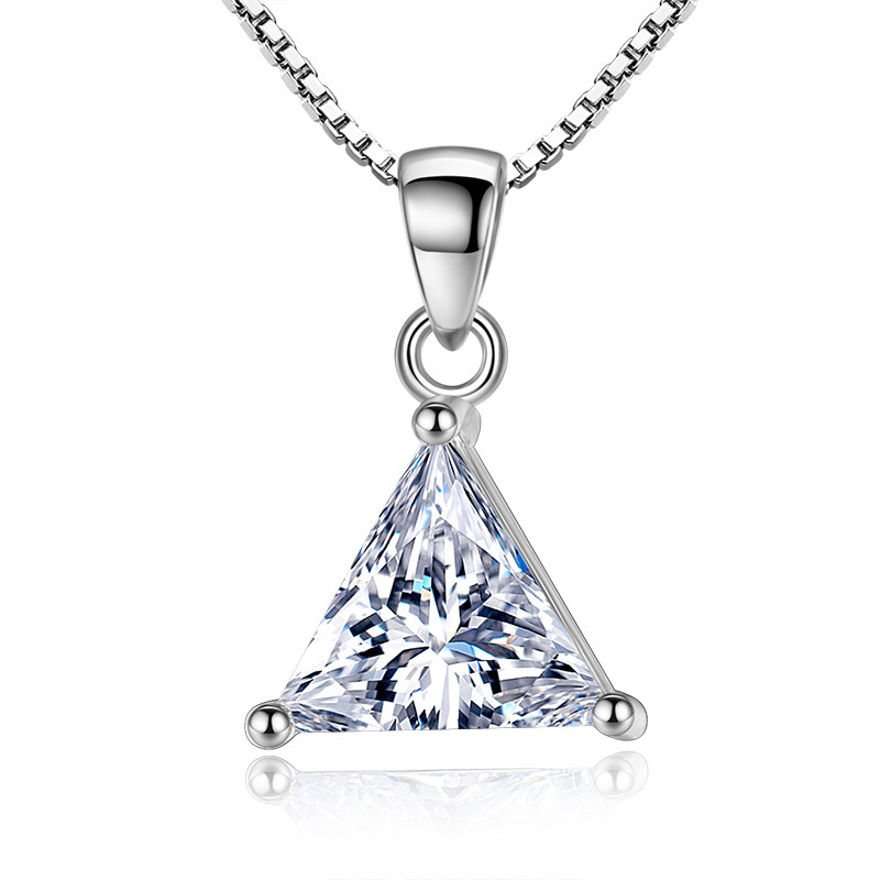 

Triangle pendant necklace Crystal jewelry with corrugated 45 cm chain cubic Zirconis 2018 new arrival necklaces