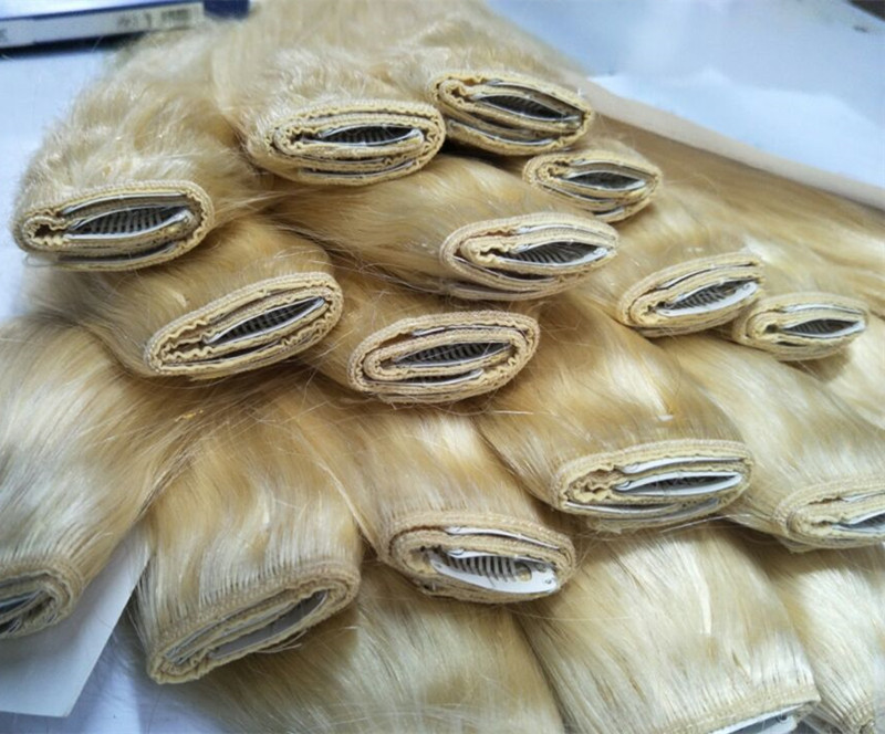 

Silk Straight Human Hair Clip In Hair Extensions 5clips one set 100g Unprocessed Beauty Weaves, Color 613#