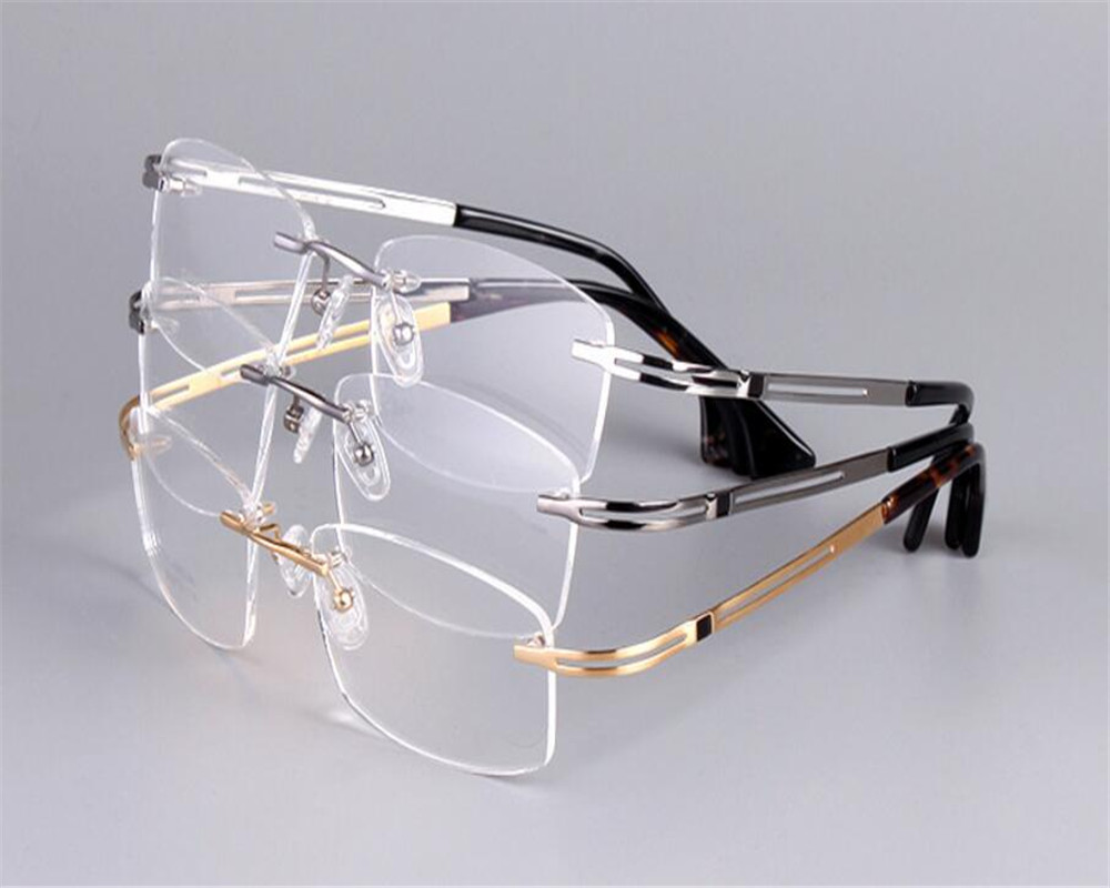 

DOWER ME Business Pure Titanium Fashion Rimless Super Light Prescription Lens Optical Gold Silver Reading Eyeglasses BR9039