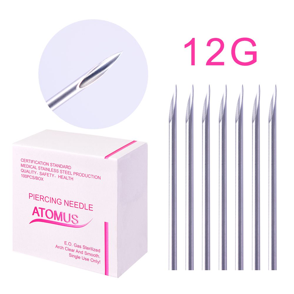 

100pcs/lot Sterile Disposable Medical Grade Body Piercing Needle 12G for Tool Kit Ear Nose Navel
