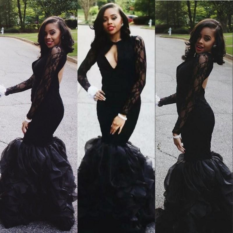 

2019 sexy plus size black girl formal dresses evening party wear Vestidos de fiesta mermaid evening gowns long sleeves, Green