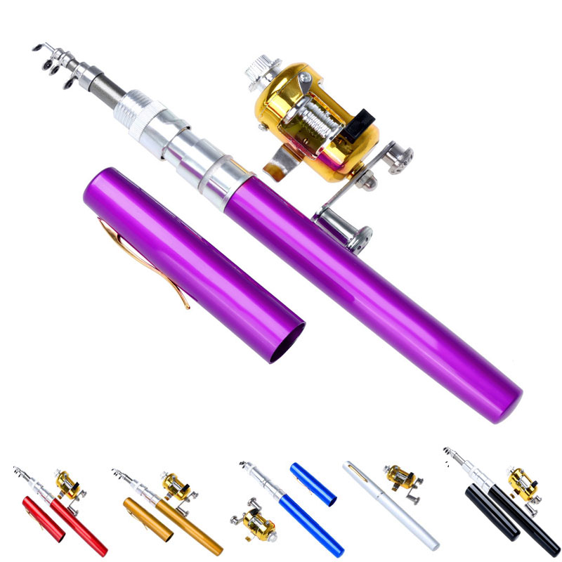 Mini Portable Pocket Telescopic Pen Aluminum Alloy Fishing Rod Pole+Reel+Line RF