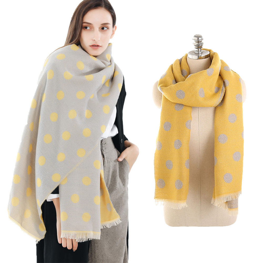 

2018 Winter Scarf Fashion Polka dots Cashmere Scarves for Women Ladies Cotton Shawls Soft Warm Bufanda Scarfs