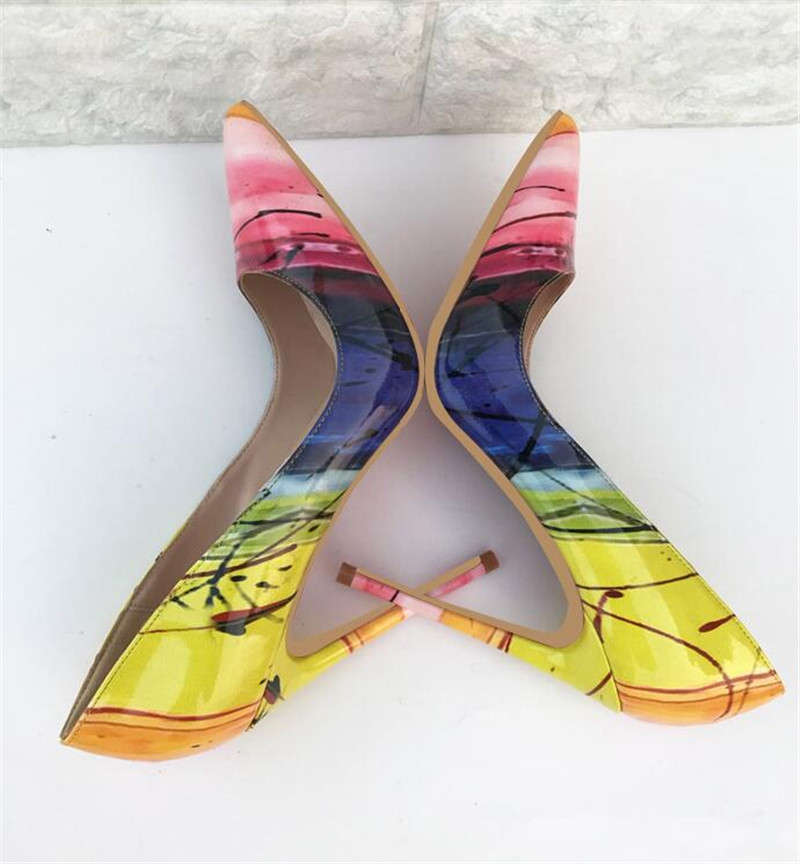 

Free Shipping 2019 fashion women Print Patent Leather High Heels Shoes sexy girls sandals Stiletto Poined Toe HIGH-HEELED SHOES pump 10cm 12, 8cm