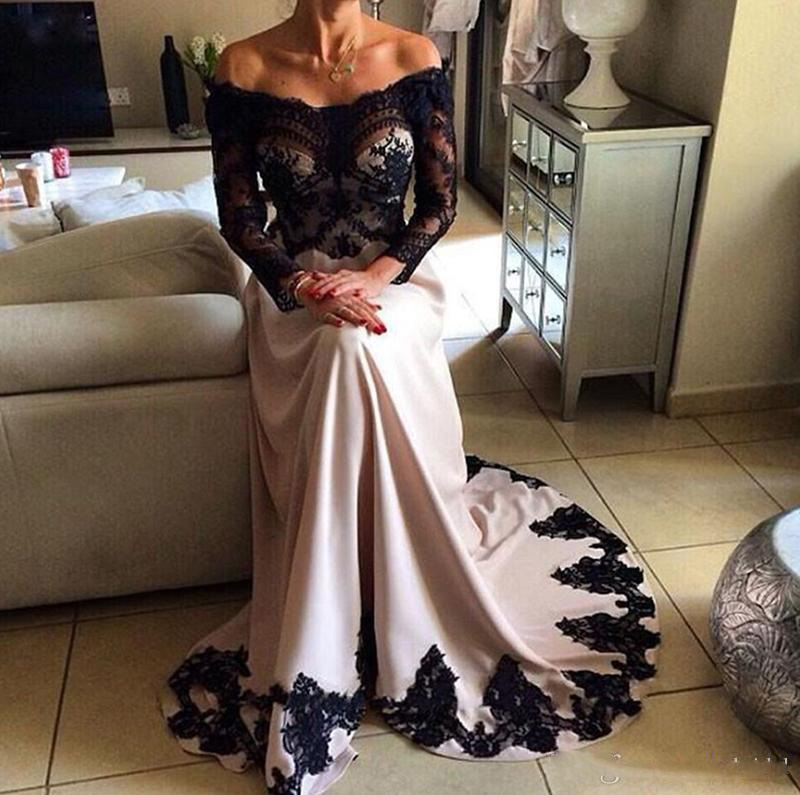 

Sexy Modern Long Sleeve Evening Dresses V Neck Lace Satin A Line Long Dress Africa Women Formal Prom Gown Mother Of Bride Wear, Sage