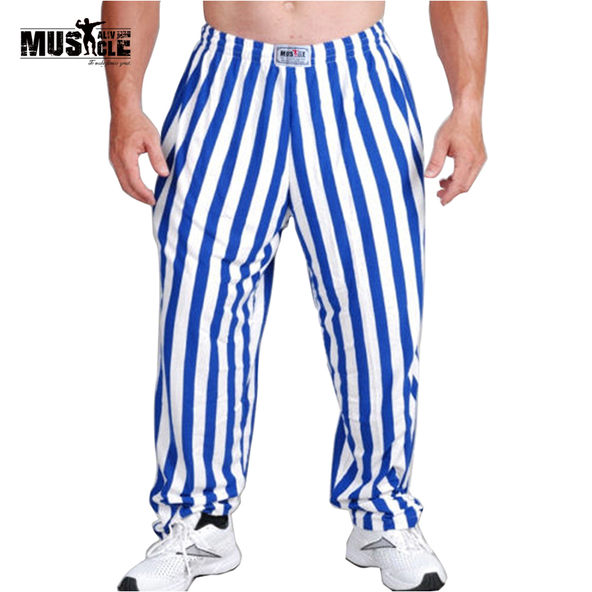 

MUSCLE ALIVE Brand Men's Bodybuilding Baggy Pants Casual Joggers Cotton Trousers Professional Bodybuilding Sweatpants streetwear Y1892503, Blue