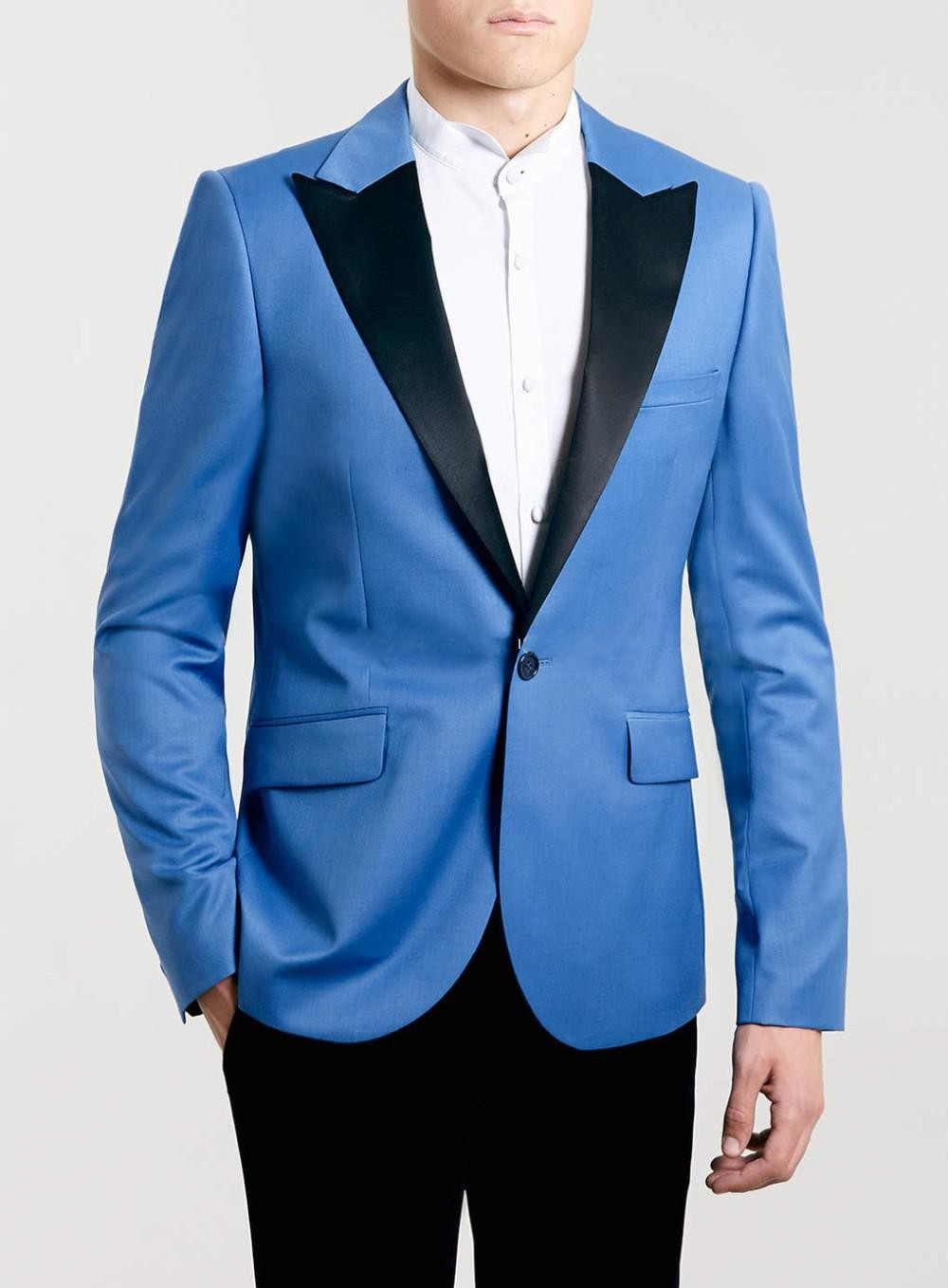 

New Arrival Blue Groom Tuxedos Peaked Lapel One Button Groomsmen Men Formal Suits Party Prom Suit Customize(Jacket+Pants+Bows Tie) NO:78, Same as image