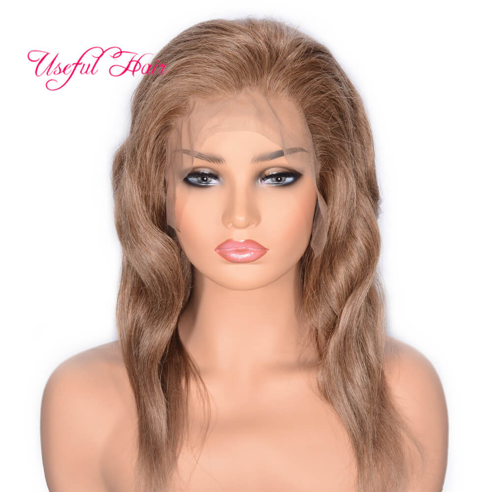 

#8 Light Blonde Big Wave Lace Frontal Wigs Long Human Hair Short Light Blonde Brazilian Hair Lace Frontal Wig 12inch