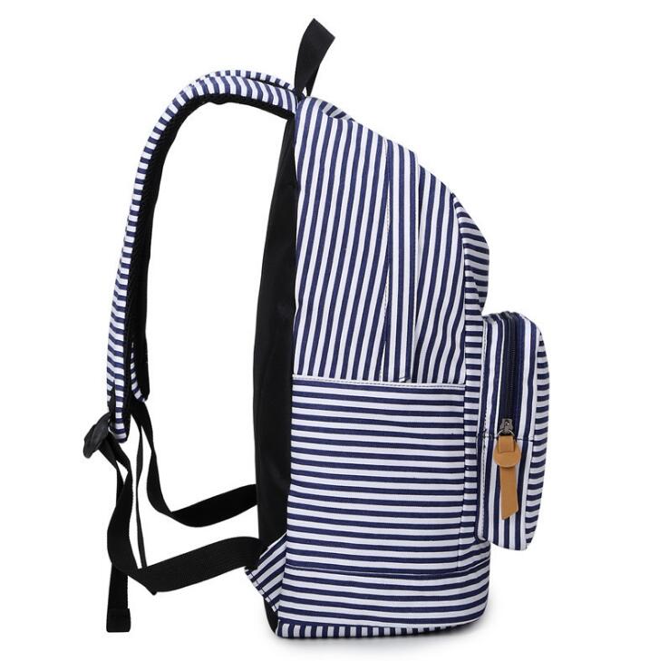 

Schoolbag Canva+Oxford fabric fabric Backpack The leisure fashion Striped backpack Outdoor travel bags High-capacity Knapsack A04, Blue