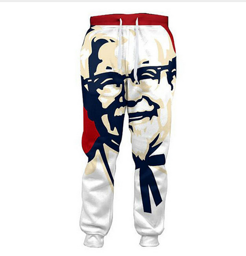 

Wholesale--Funny KFC Colonel 3D Joggers Pants Men Casual Loose Trousers Bottoms Men' Clothing For Unisex Hip Hop Style Trousers QE03, Multicolor