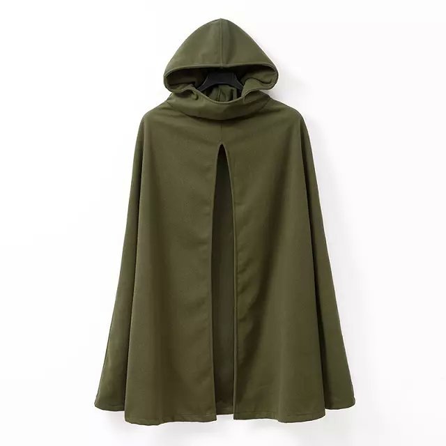 

Fashion Hooded Cape Coat Poncho Jacket Women Autumn Winter Outerwear Coat Loose Amry Green Color Casacos Femininos, Army green