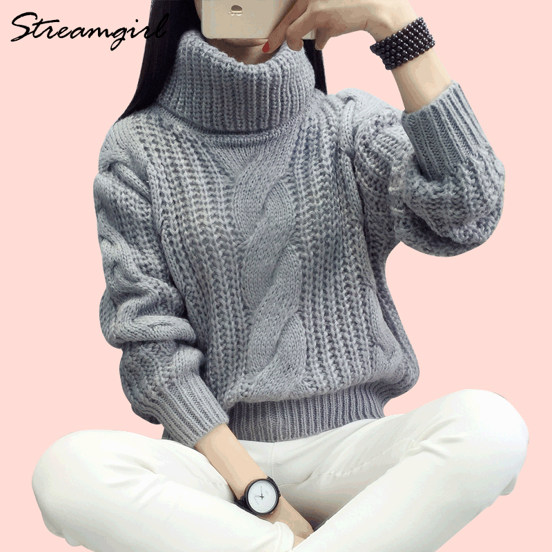 Sweater Coarse Knitted Turtleneck Sweater Women Warm Winter 2018 Autumn High Neck Sweaters For Women Womens Jumpers Pullover