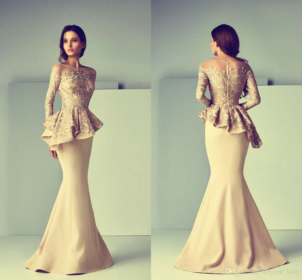 

Evening dress Yousef aljasmi Kim kardashian Long sleeves Slash neck Appliqued Almoda gianninaazar ZuhLair murad Ziadnakad, Same with picture