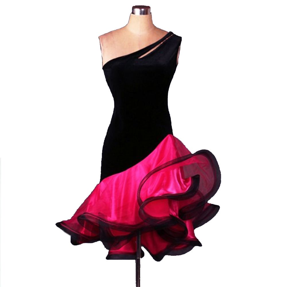 

Latin Dance Dress Women Girls Latin Salsa Dance Competition Dresses Samba Dance Costumes Customize Size 5 Choices D0187 Fluffy Sheer Hem, Green