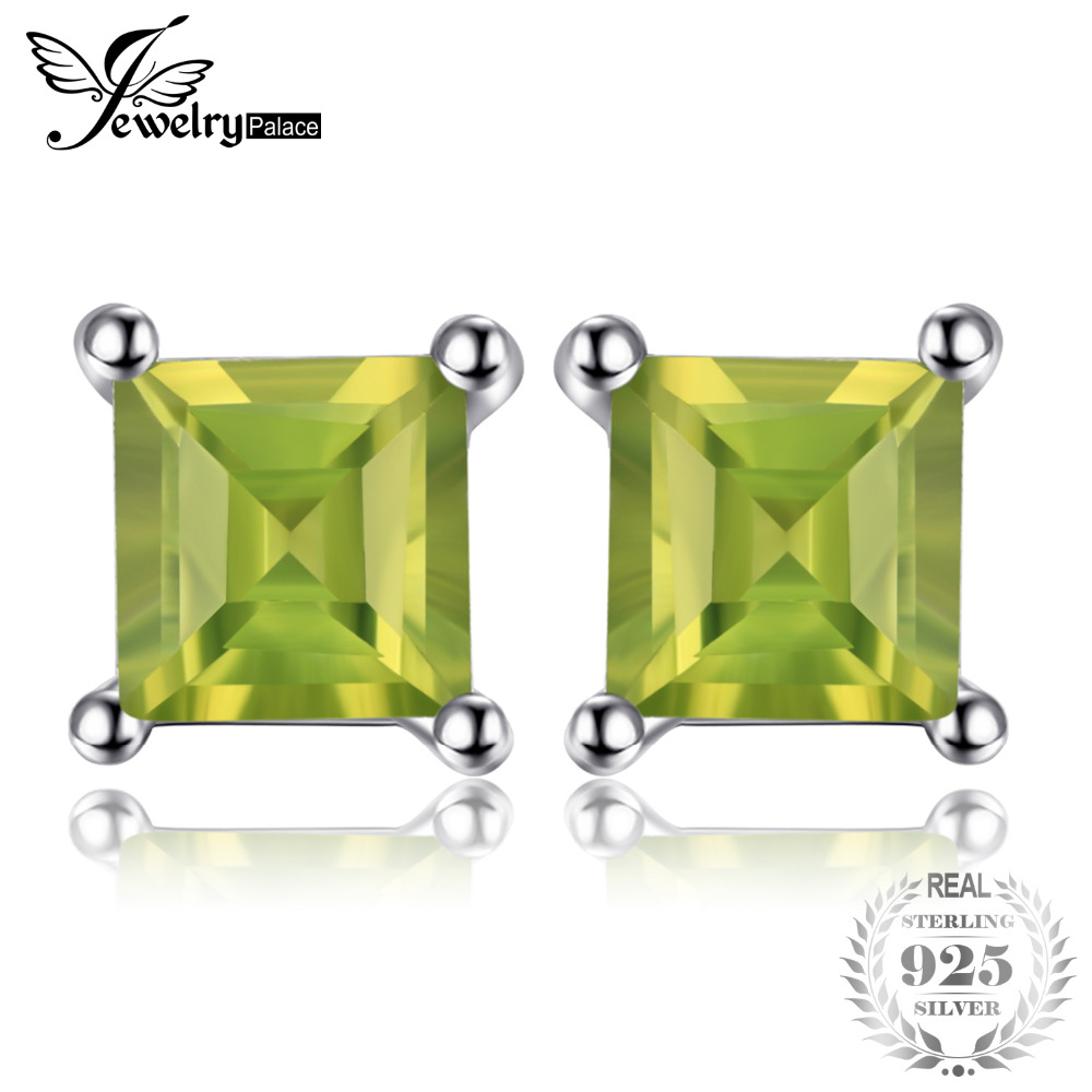 Natural Peridot 925 Sterling Silver Stud Earrings 2.2ct