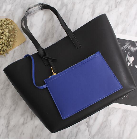 

2018 new brand hig quality fashion woman Genuine leather handbag totes with clutch Shopping Handbag Shopper shoulder bag, Black
