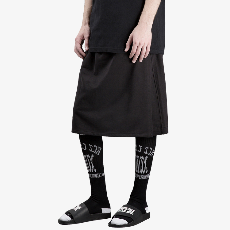 

NEW Men's clothing Casual fashion irregularly looser waist five points skirt pants plus size costumes 27, Black