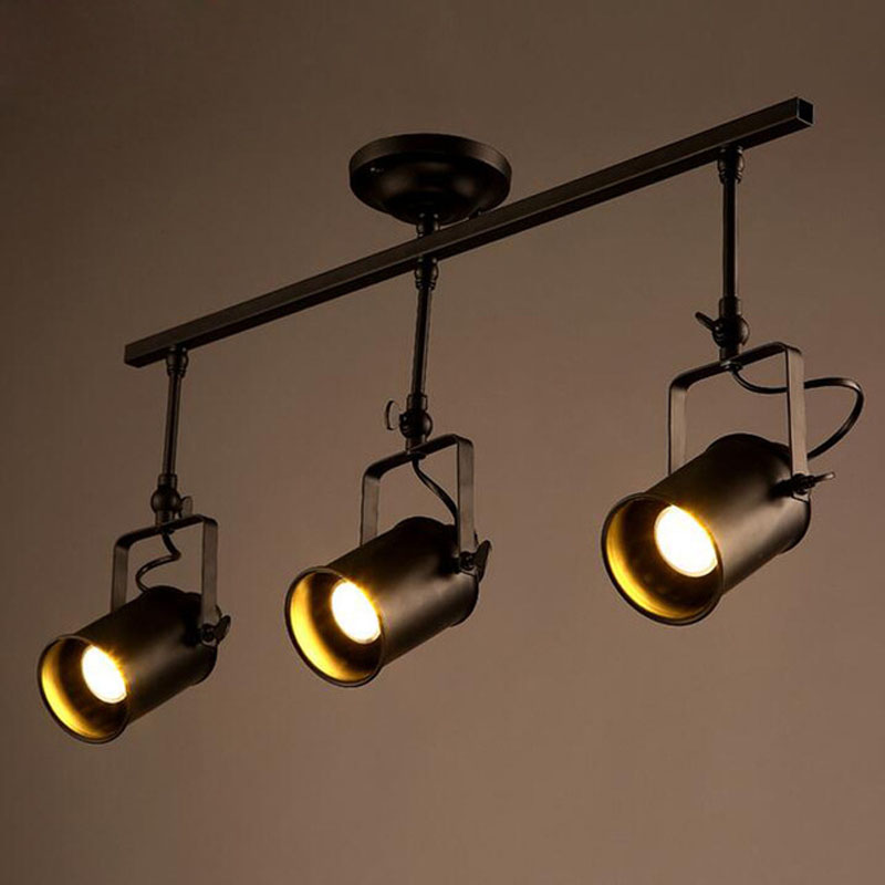 1/2/3/4 Culasses Loft plafond Pendant Light Industrial piste lampe Spotlight couleur noire