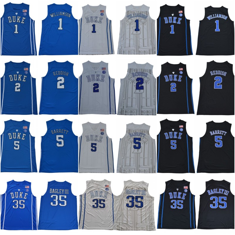 

Duke Blue Devils Jersey 35 Marvin Bagley III 1 Zion Williamson Stitched 2 Cam Reddish 5 RJ Barrett College Basketball Jerseys