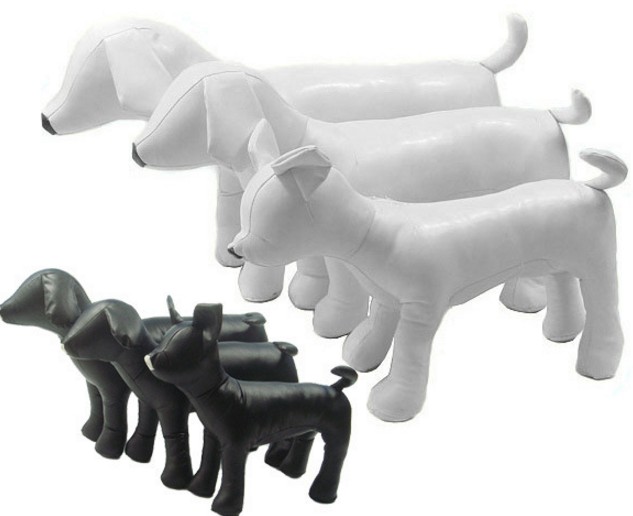 

Cute New PVC Leather Dog Torsos Dog Models Dog Mannequins Leather Mannequin Black/White Standing Position Models dogs Pet toy 1set=S/M/L