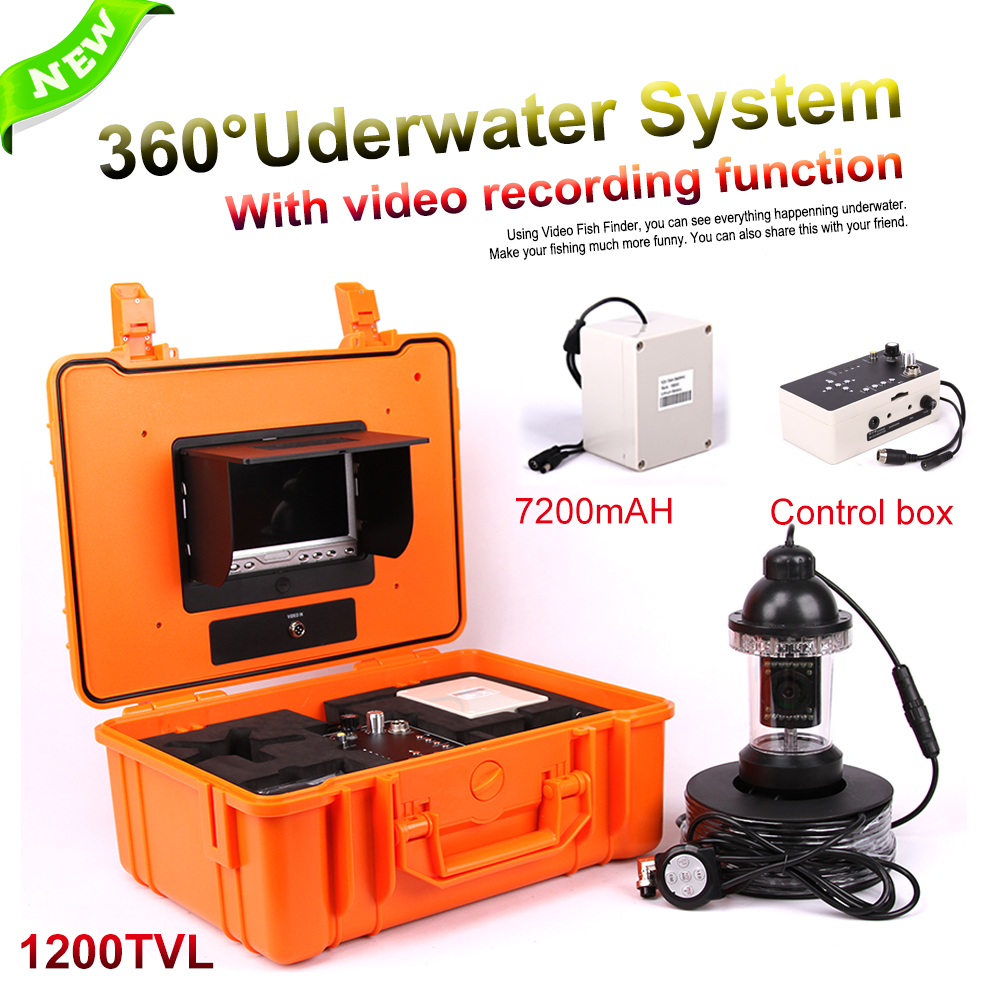 

CCD 1200TVL 360 Degree Underwater Rotating Fishing Camera Kit Control Box With Video recording function 7" TFT Color Fish Finder