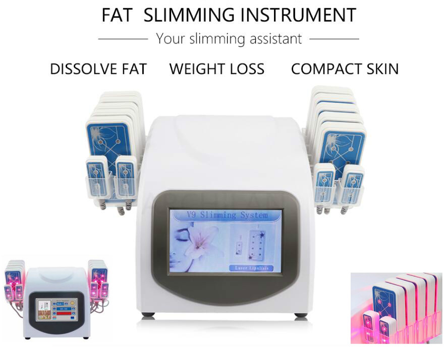 

160mw Diode Lipo Laser LLLT Fat Burning Anti-Cellulite Body Sculpting 14 Pads Weight reduce Beauty Slimming Machine Spa