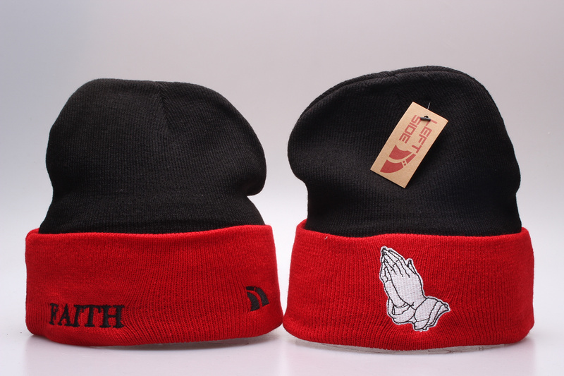 

Black with Red left side faith winter beanie hats fashion classic knitted hat men women casual skullies wool hip hop cap, Color 5