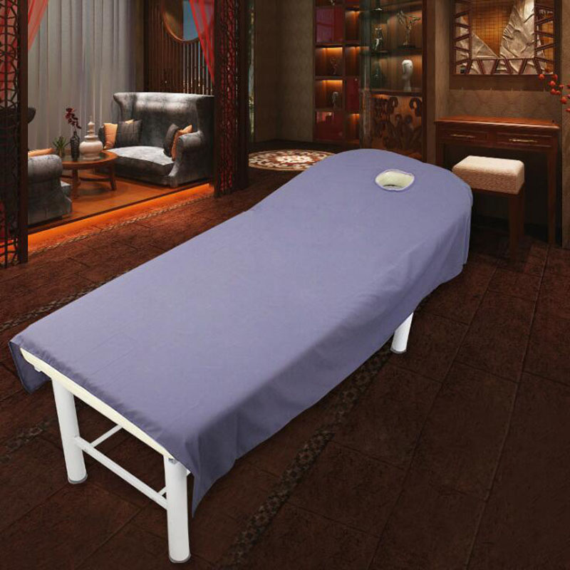 

80*190cm Cosmetic salon sheets SPA massage treatment bed table cover sheets with hole Sheet free shipping, Gray