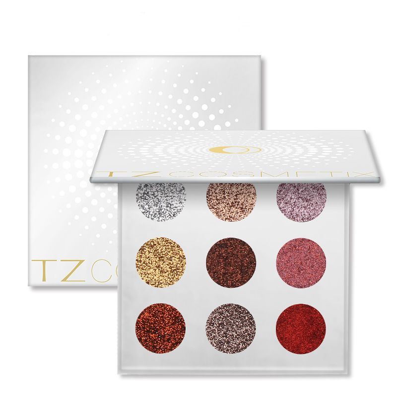 

9 Colors Glitters Eye shdow Palette Rainbow Diamond Pressed Glitters Eyeshadows Palette Cosmetic Make Up Glitterinjections TZ, White