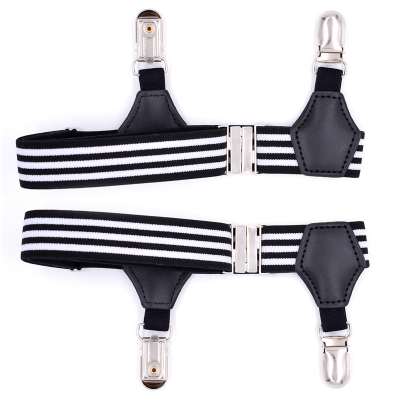 

Good Quality Stripes Style Mens Sock Suspenders High Elastic Band Adjustable Double Duck-Mouth Clip Sock Garters Men Accessories
