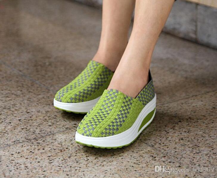 

New style summer Sandals hot style for women's shoes fashion breathable weave shoe sponge leisure shoes single shoes, Green