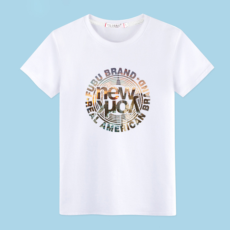 hommes d'impression À manches courtes T-shirt noir et blanc streetwear mouvement de loisirs tendance tendance Pull col rond Le nouveau manteau de