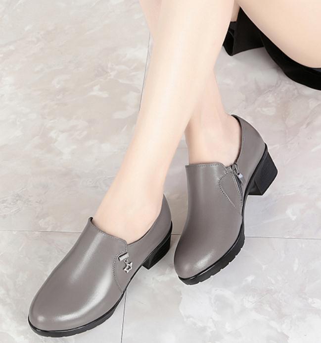 

Free send 2018 spring and autumn new style Middle heel Coarse heel women's shoes@77, Black