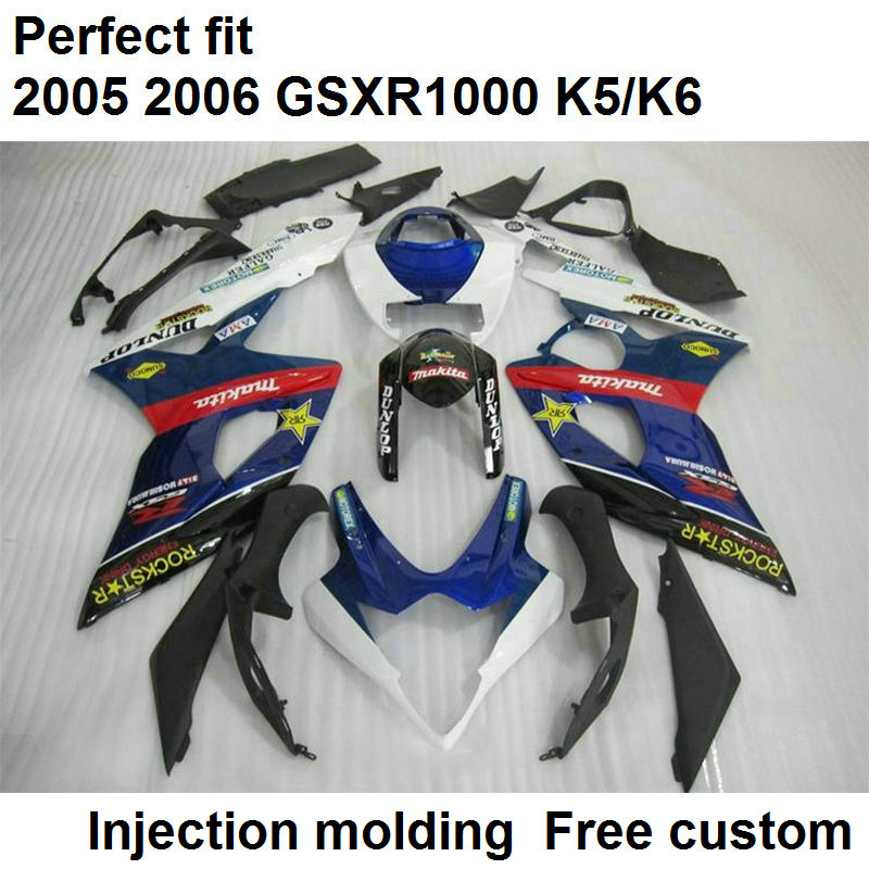 

High quality fairings for Suzuki GSXR1000 2005 2006 white black blue injection molded fairing kit GSXR1000 05 06 OF23, Same as picture