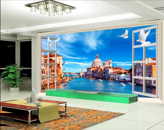 

3d wallpaper custom photo Fantasy HD Venice scenery outside the window living room Home decoration 3d wall muals wall paper for walls 3 d, Pictures show