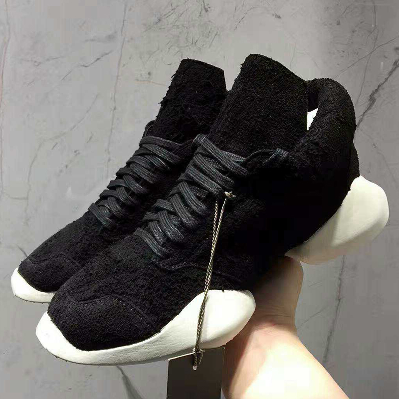 

2018 New handmade genuine leather suede black rock platform luxury boots real picture darkness street hip hop boots